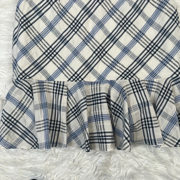 NWOT Veronica Beard Kaia Embroidered Check Ruffle Mini Skirt Blue Designer 2 - Picture 11 of 12